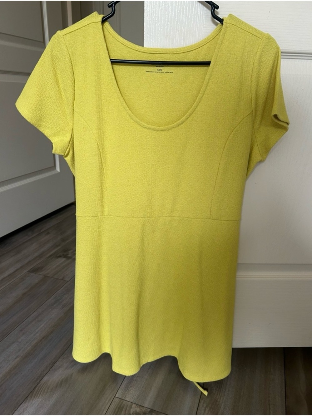 Motherhood Maternity Yellow Textured Scoop Neck Dress